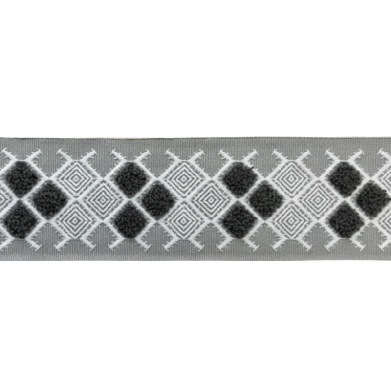 2-inch Decorative Tufted Jacquard Trim Tape – Geometric Patten – 5 Yard Roll | Style BR-7597