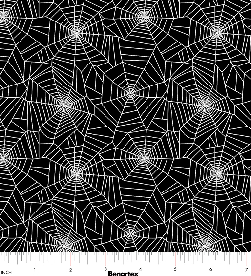 Ghostly Soiree Cobwebs Black Halloween quilting fabric by Benartex