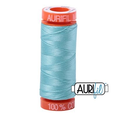 Aurifil 5006 Light Turquoise 50wt cotton quilting thread 200m spool