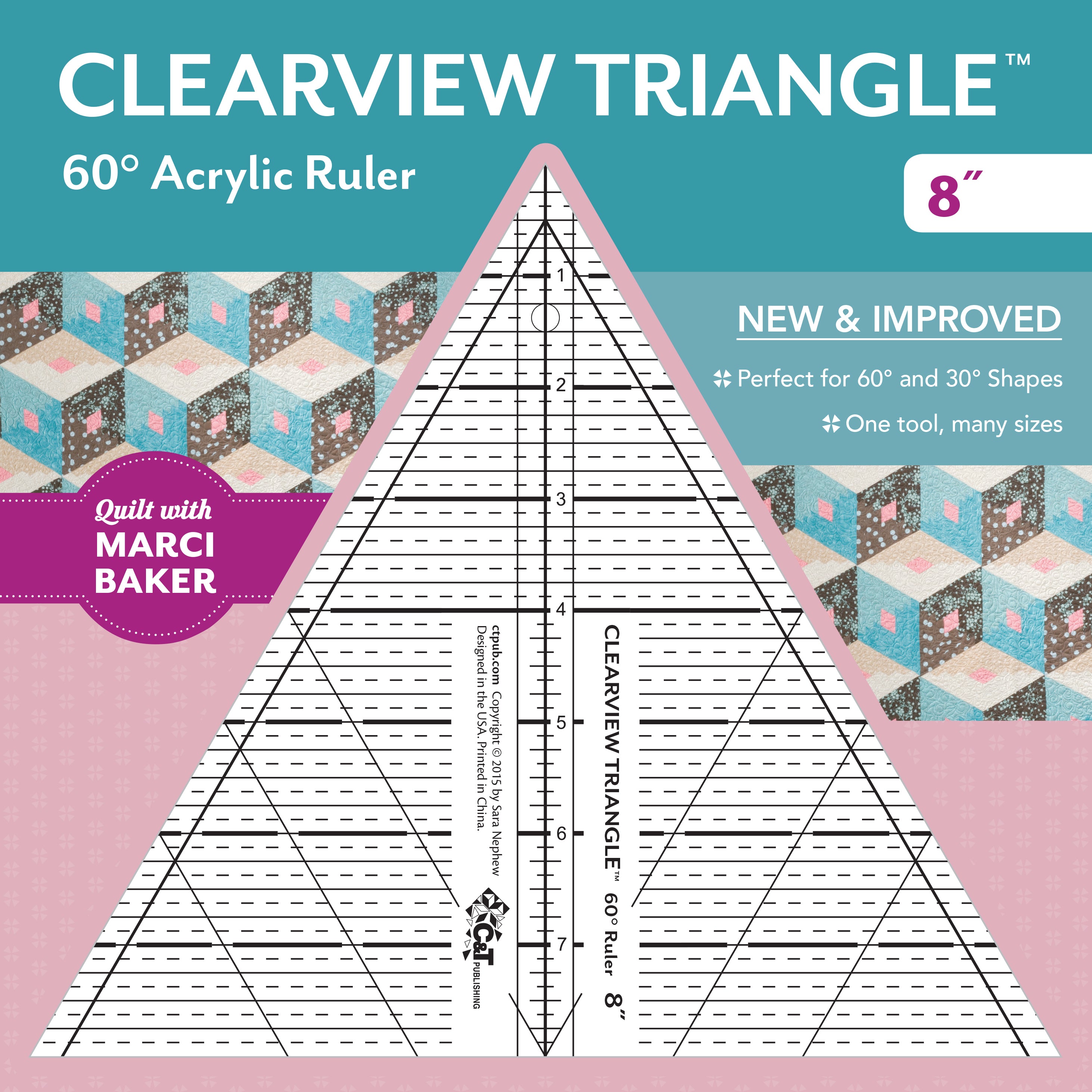 Clearview Triangle 60 Degree Acrylic Ruler 8"