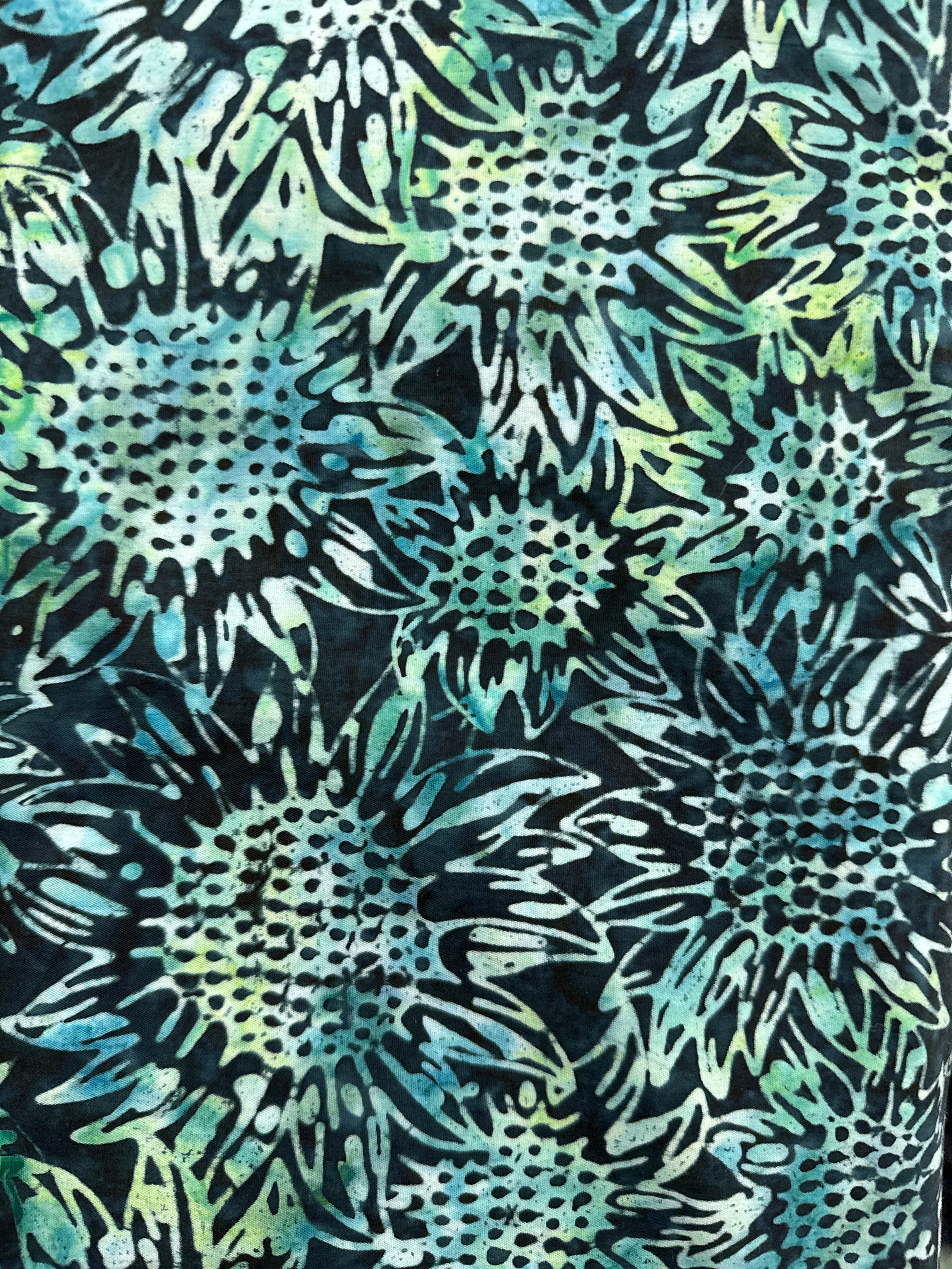 Heartland Sunflowers Smokey Teal floral quilting fabric by Blank Quilting