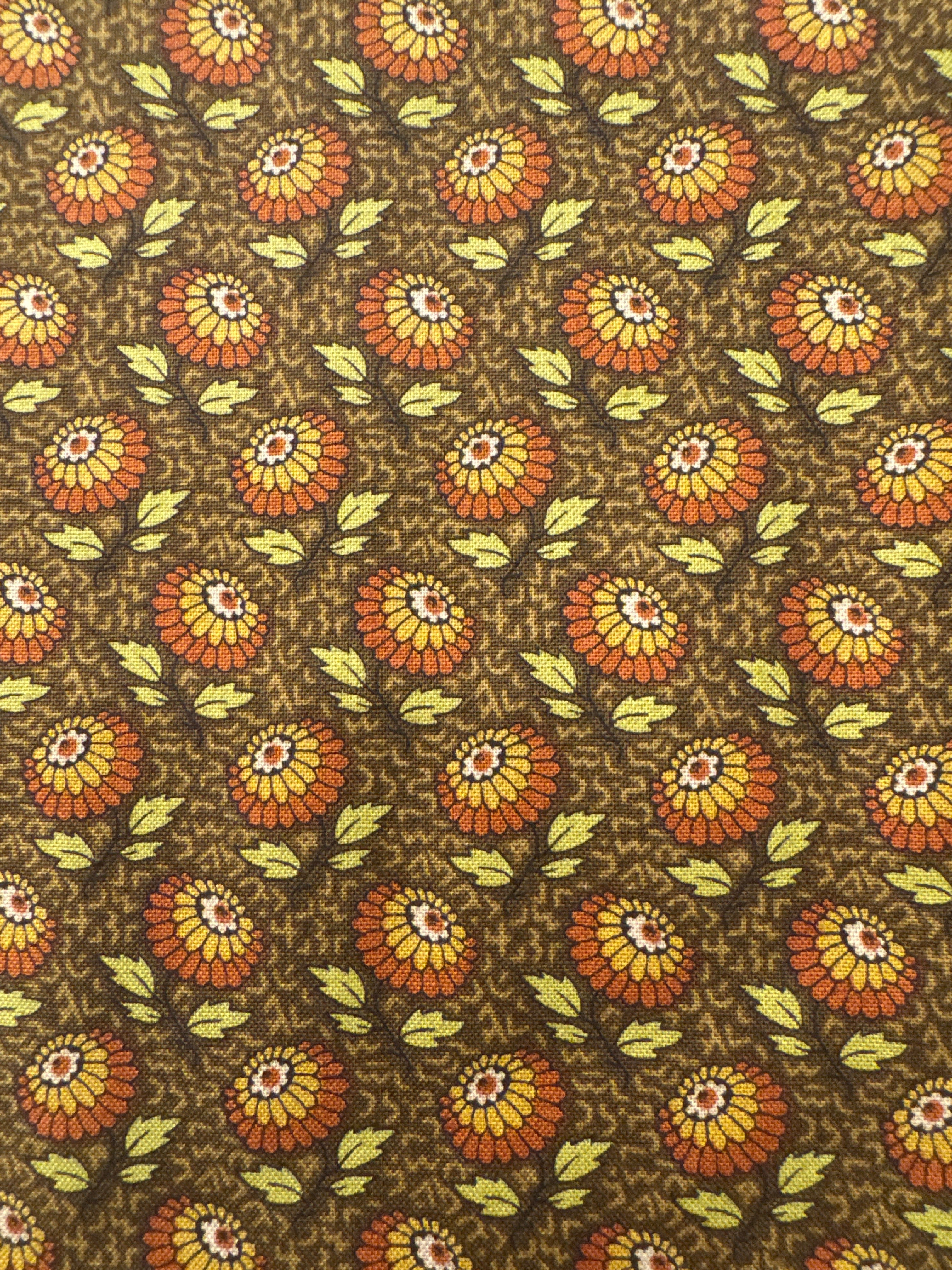 Autumn Woods Flower Toss Dark Brown floral quilting fabric by Andover Fabrics