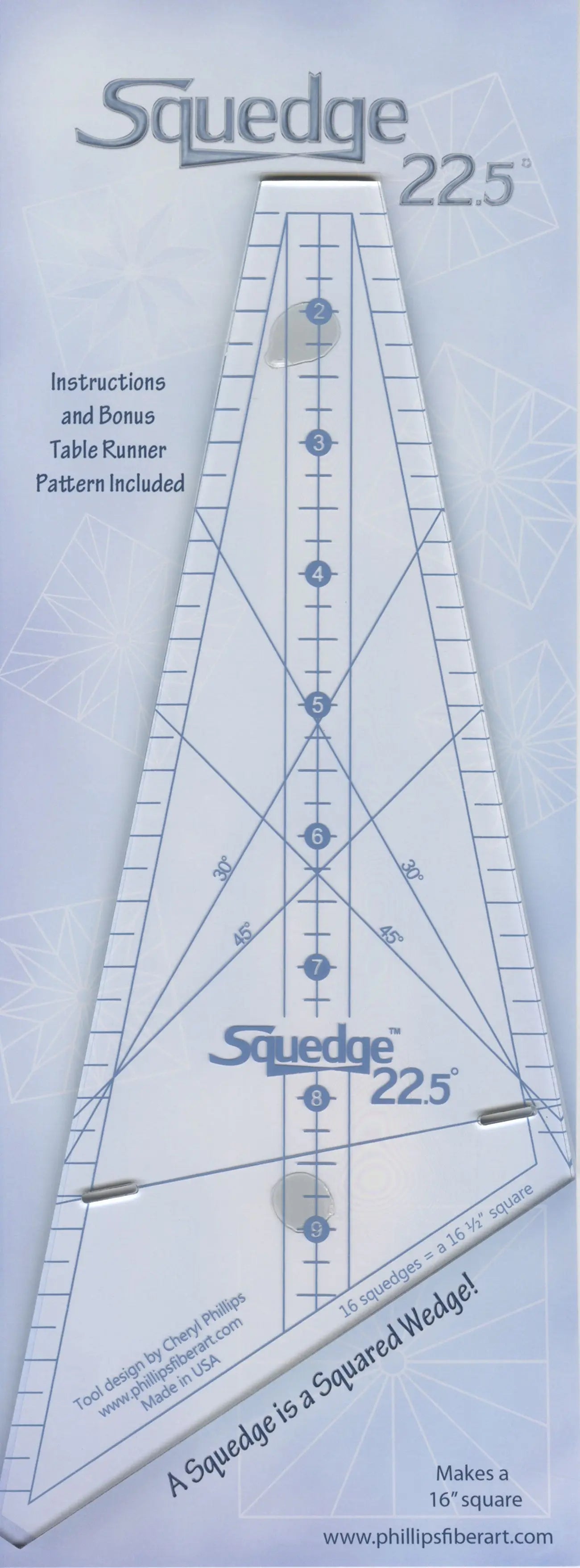 22.5 Degree Squedge Ruler - Linda's Electric Quilters