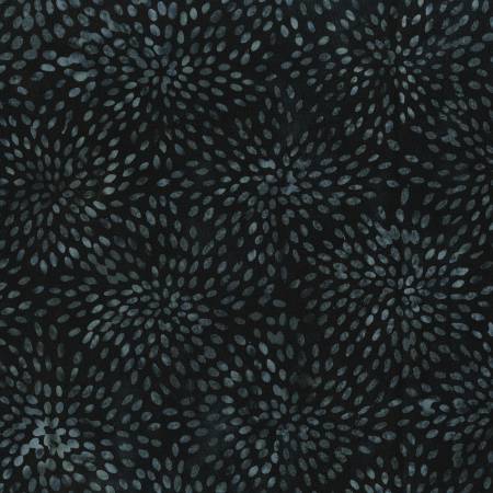 Black mini petals batik quilting cotton fabric