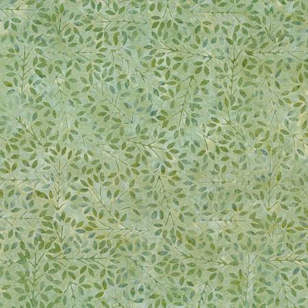 Wilmington Prints Packed Leaves batik quilting fabric in Light Green