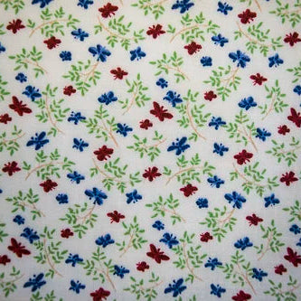 Vintage Miniatures Butterfly Red & Navy Cotton 44"/45" Fabric Per Yard