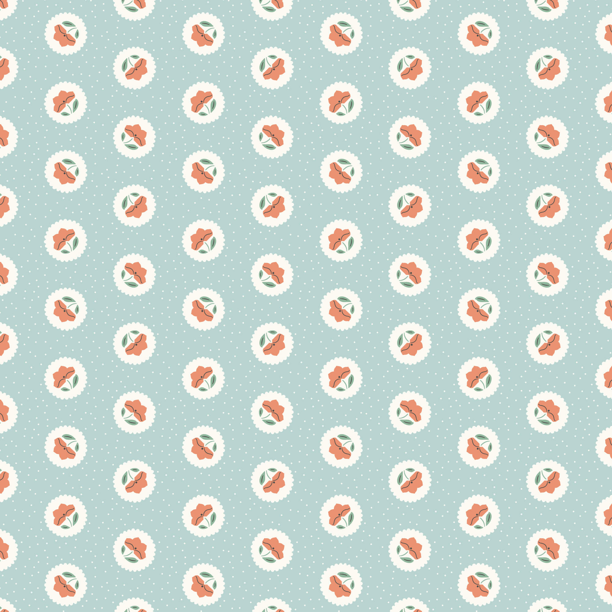 Little Bo - Dot Blossoms - Powder 44" / 45" Fabric Per Yard