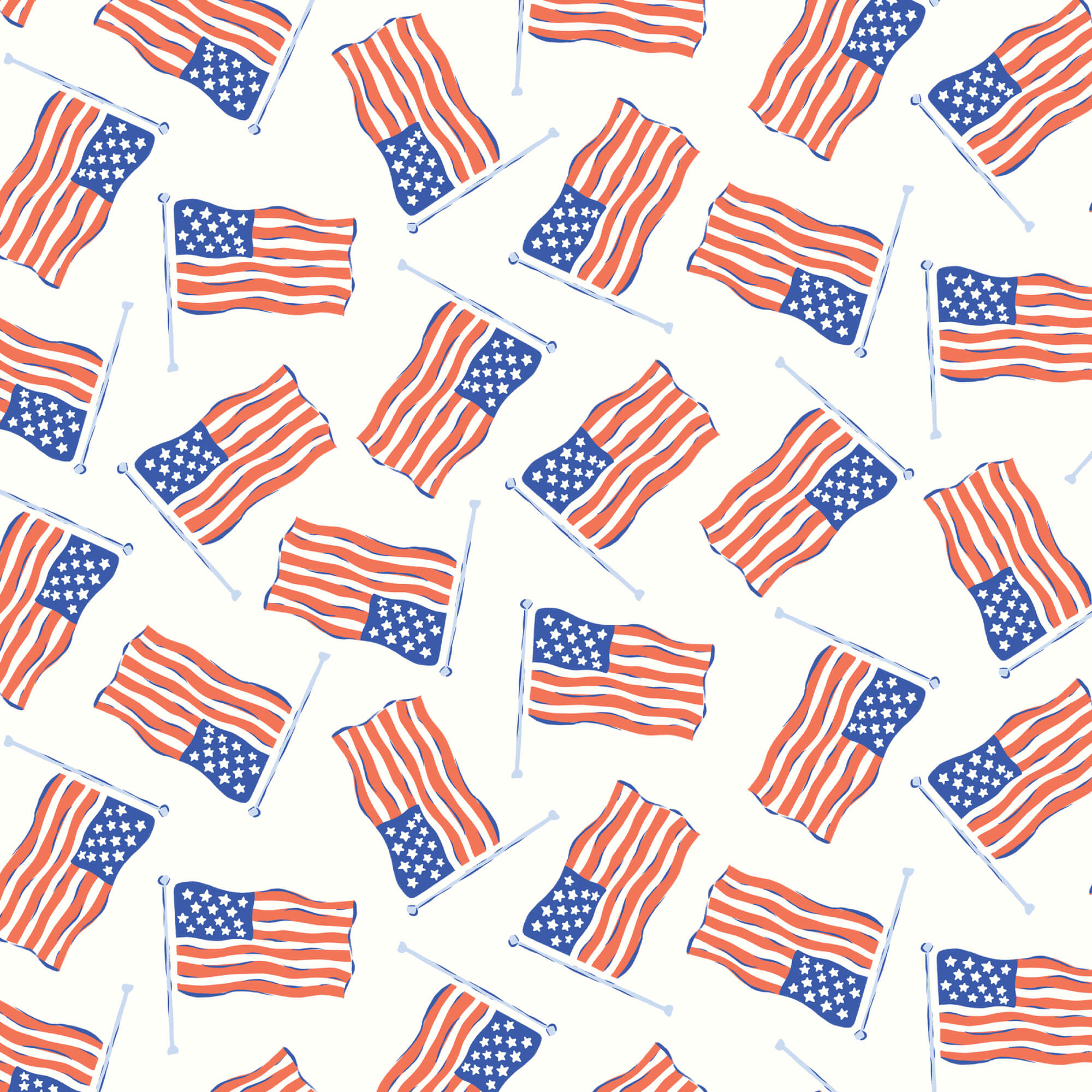 Stars, Stripes & Sun - Stars and Stripes - White 44" / 45" Fabric Per Yard