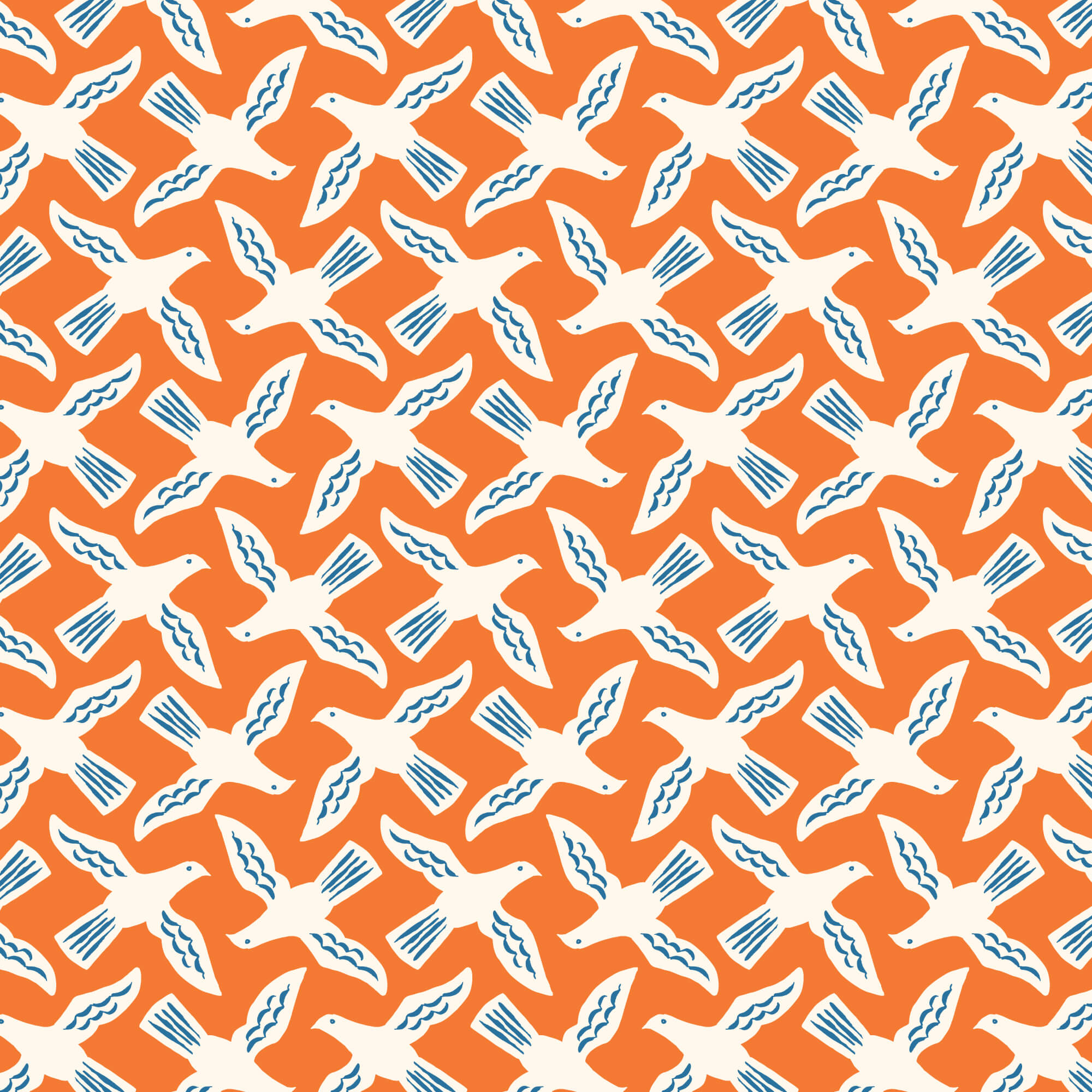 Orchard Deco - Flock - Orange 44" / 45" Fabric Per Yard