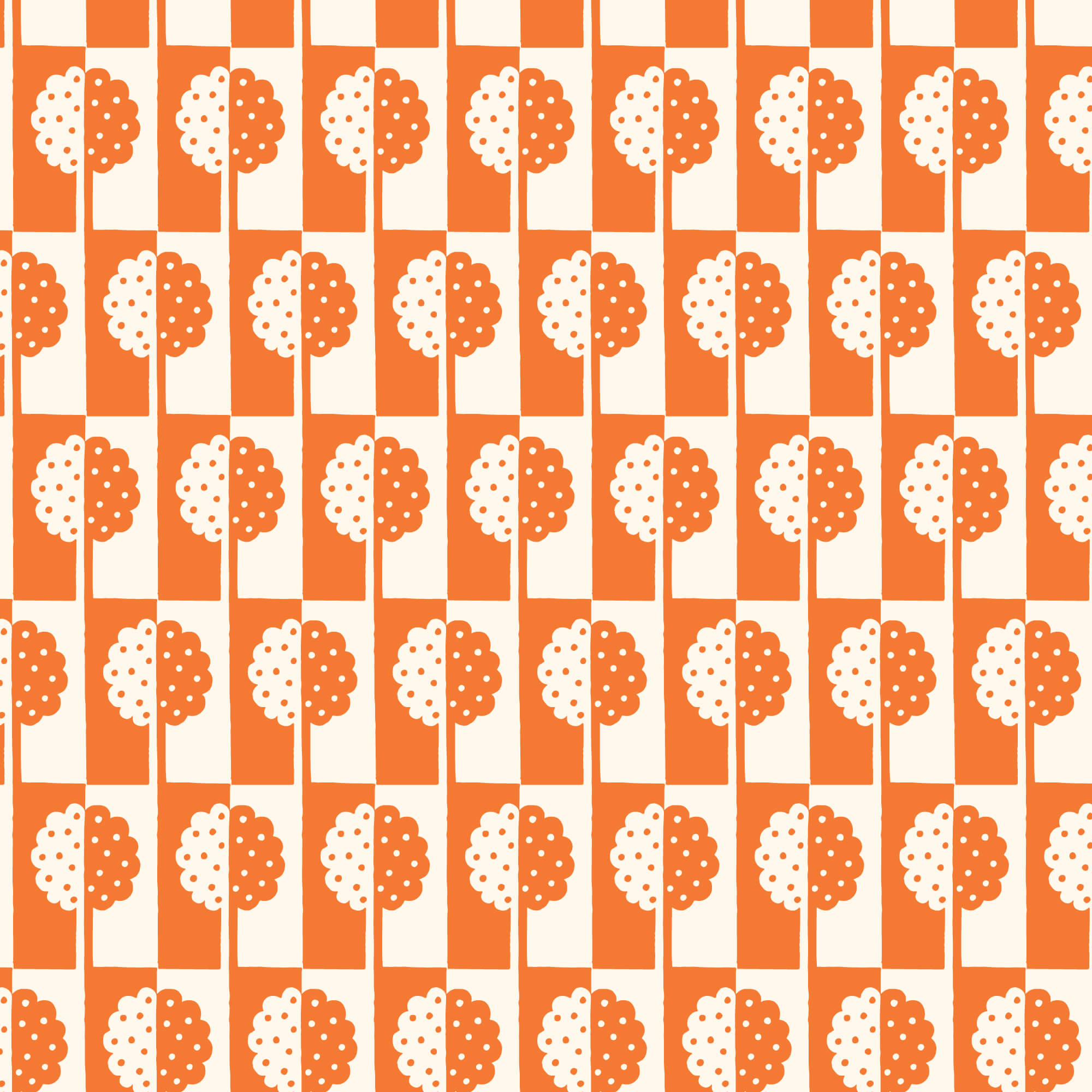 Orchard Deco - Holly Tree - Orange 44" / 45" Fabric Per Yard