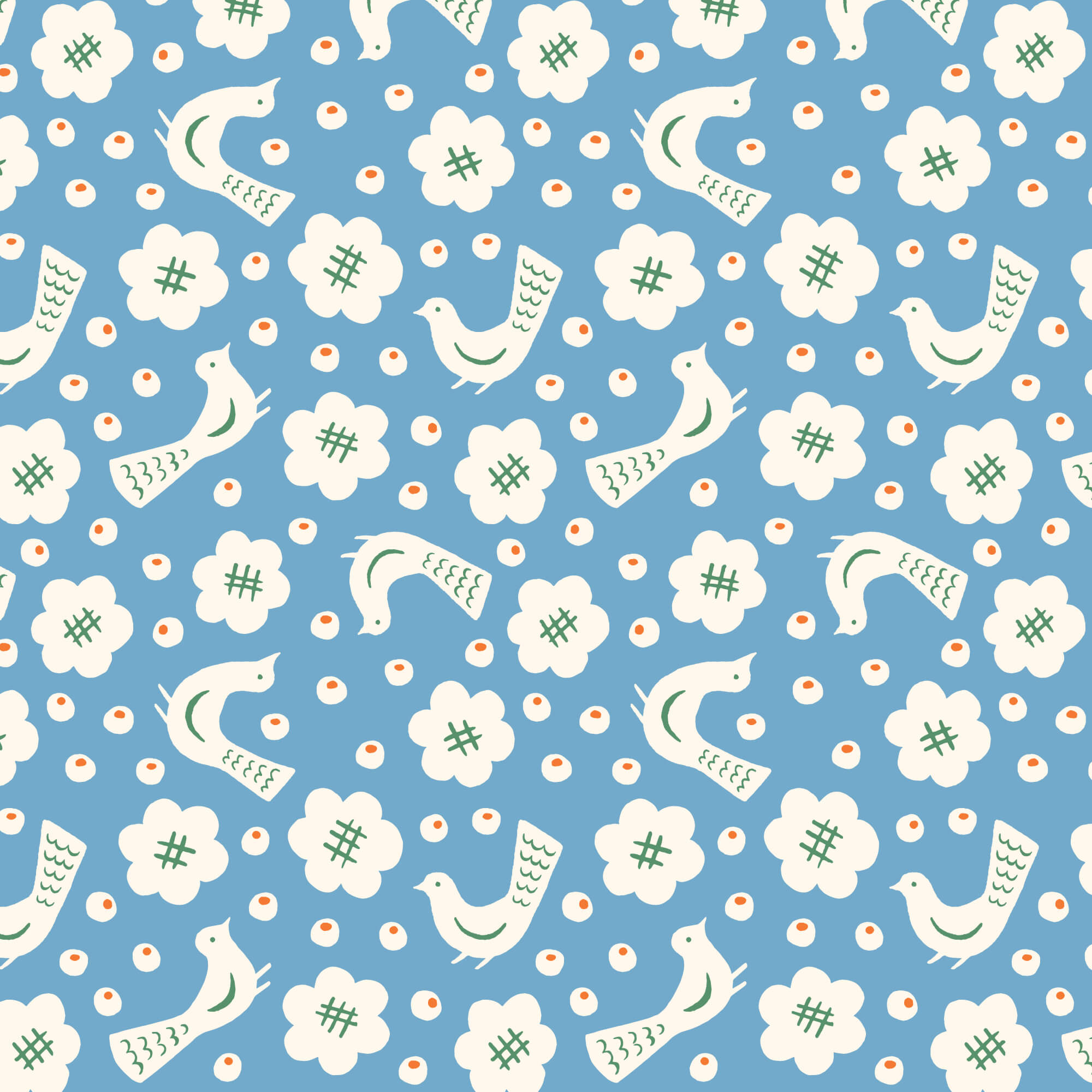 Orchard Deco - Sakura - Blue 44" / 45" Fabric Per Yard