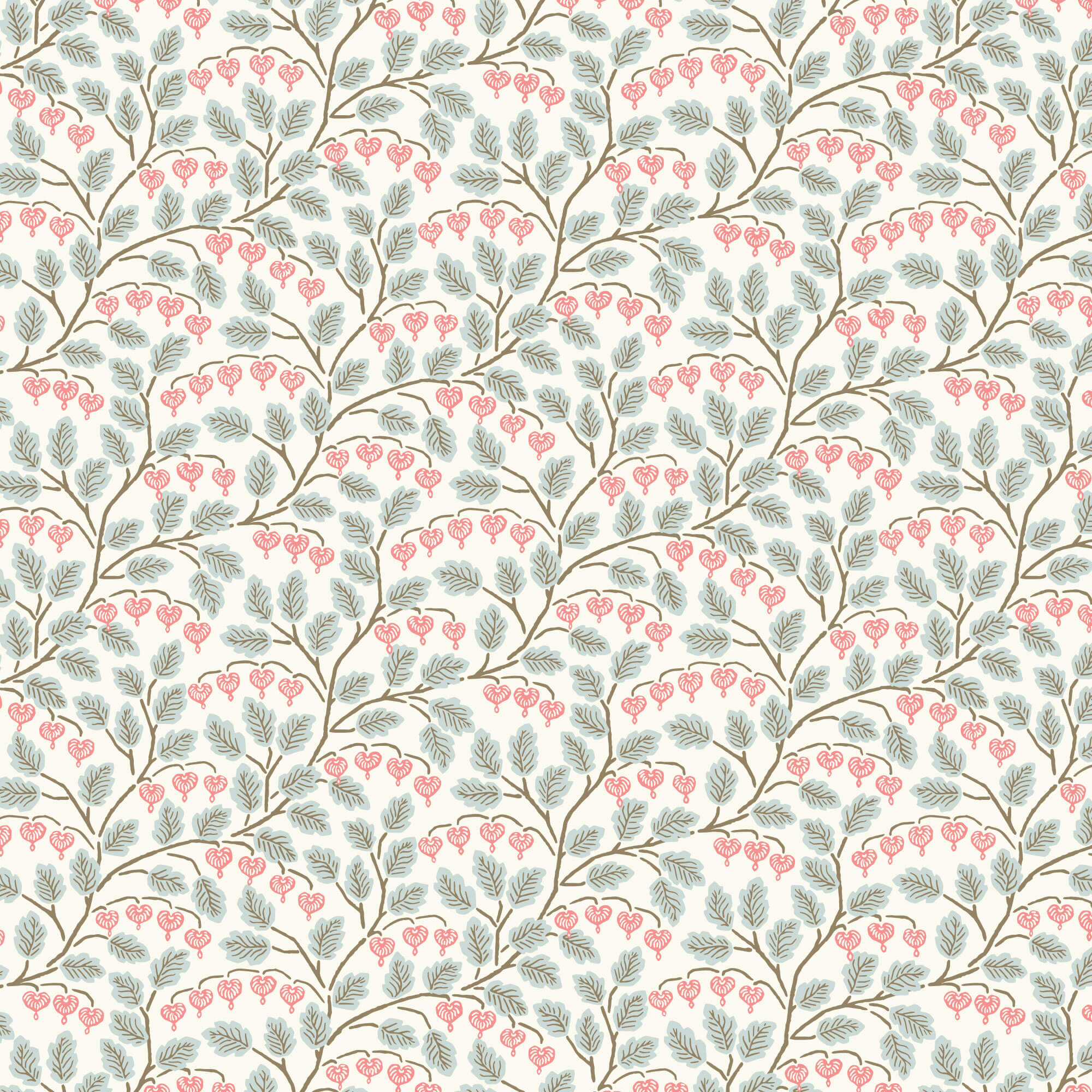 Cottage Garden - Bleeding Heart - Light Turquoise/Pink 44" / 45" Fabric Per Yard