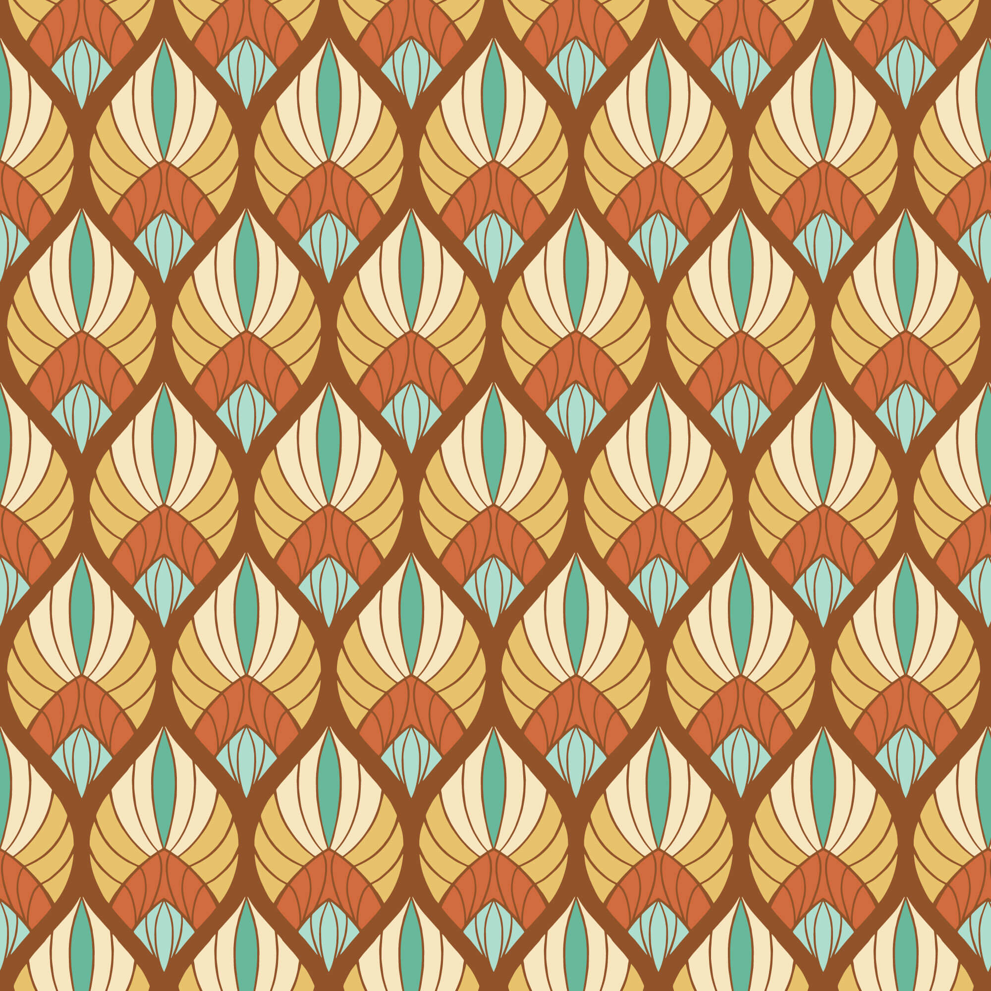 Florissima - Deco Shells - Gold 44" / 45" Fabric Per Yard