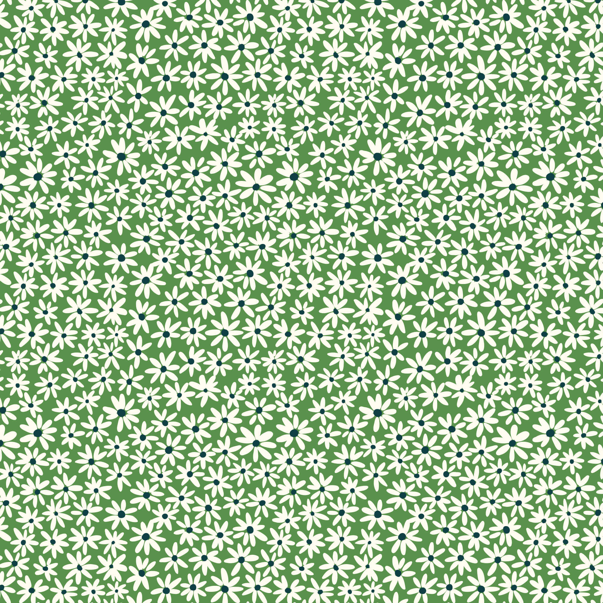 Bohemian Paradise - Tiny Daisies - Green 44" / 45" Fabric Per Yard