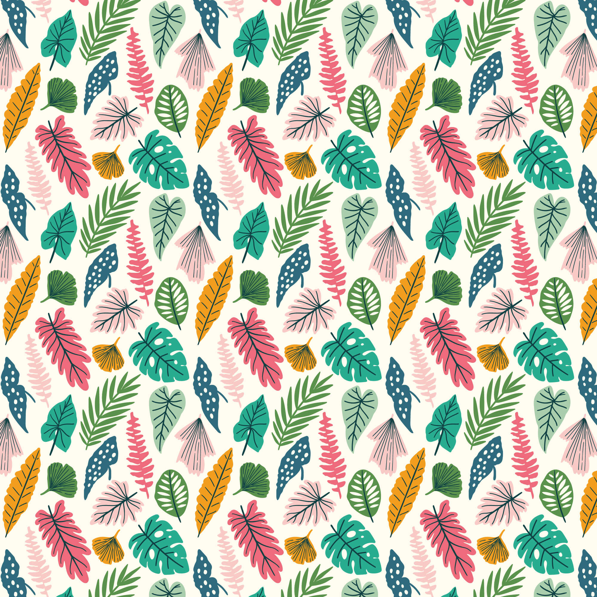 Bohemian Paradise - Exotic Leaves 44" / 45" Fabric Per Yard