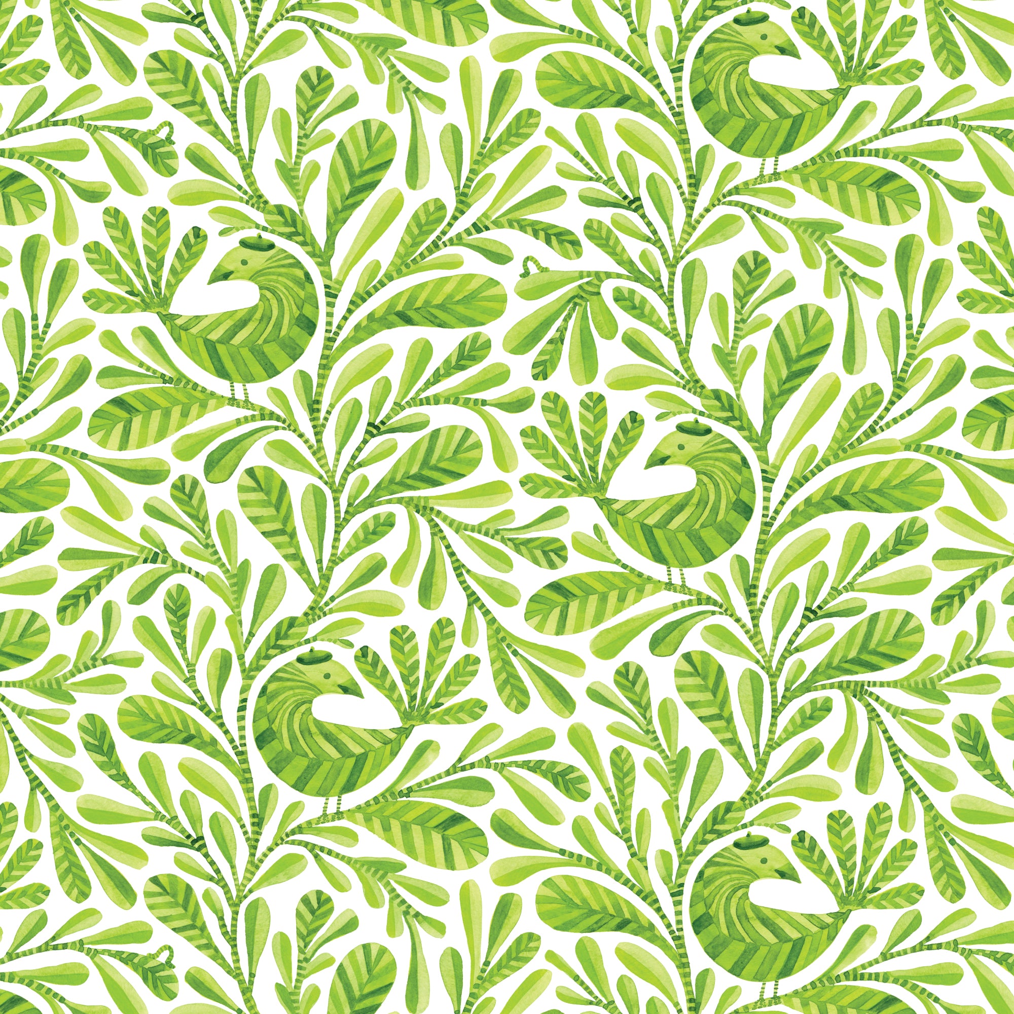 Grass Margot Birds and Branches Cotton 44/45 Fabric Per Yard
