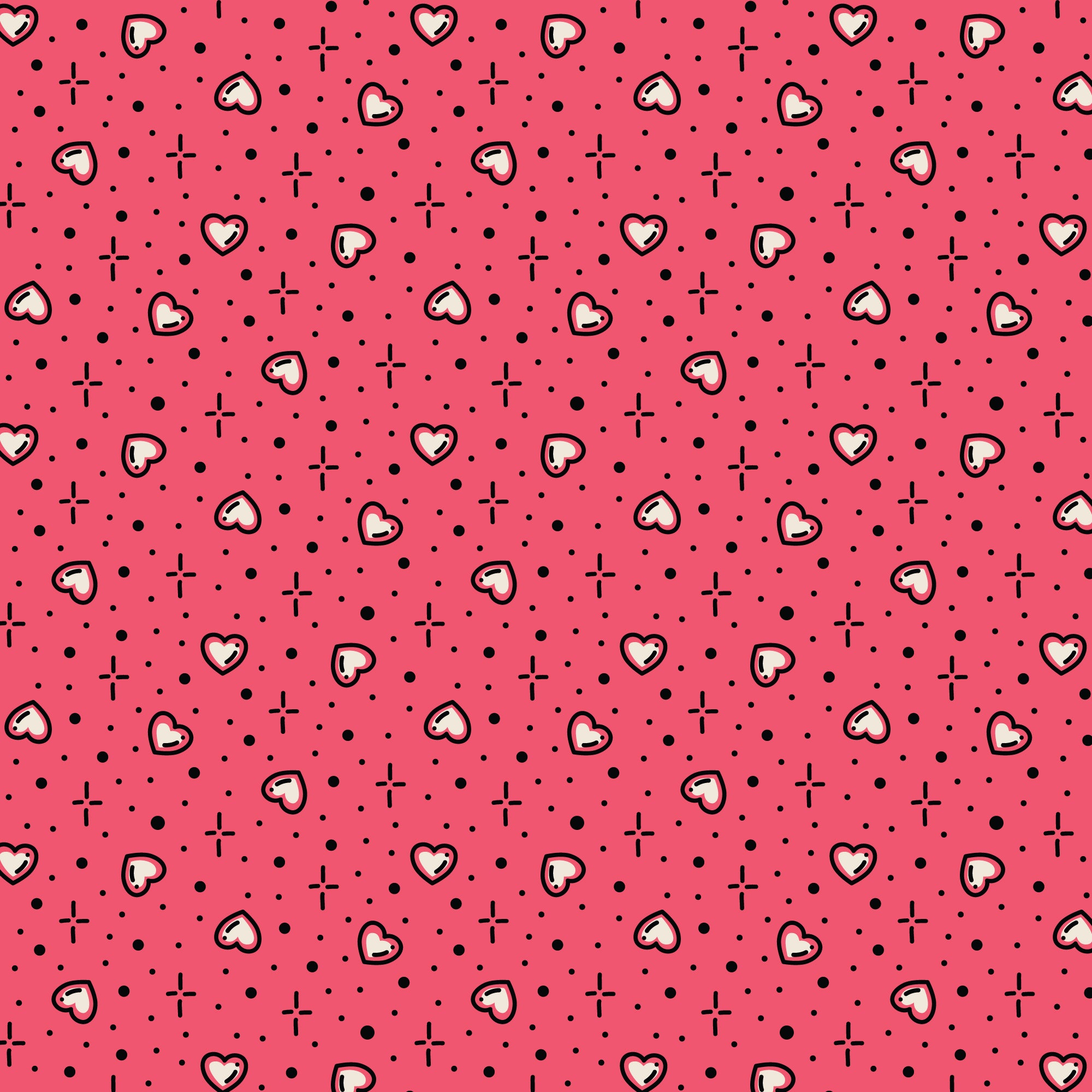 Pink Hearts Love Ink 3388 Cotton 44”/45” Fabric Per Yard