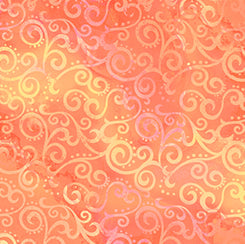Quilting Treasures Ombre Scroll Melon gradient fabric detail