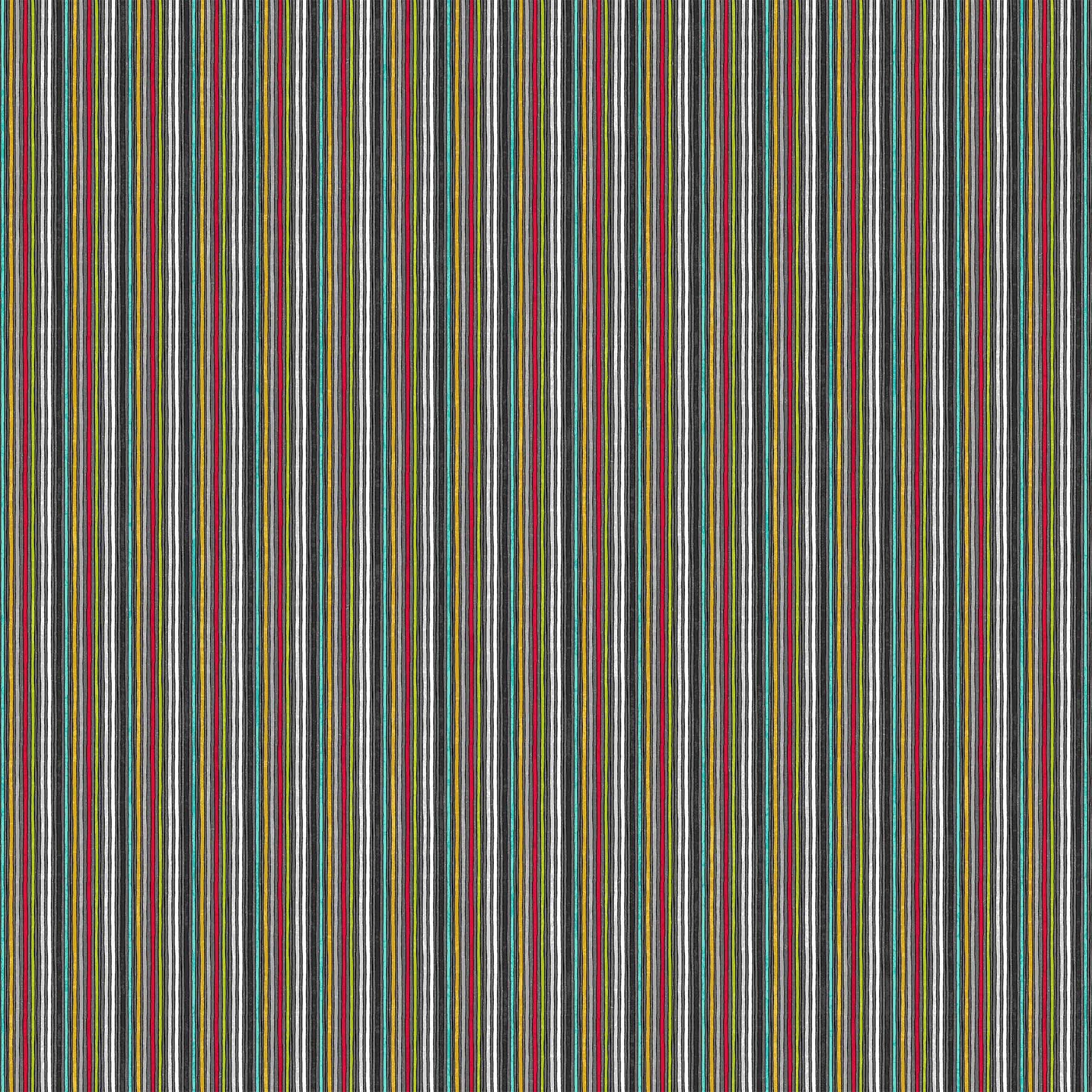 Northcott Sewing Is My Happy Place black multi stripe quilting cotton fabric
