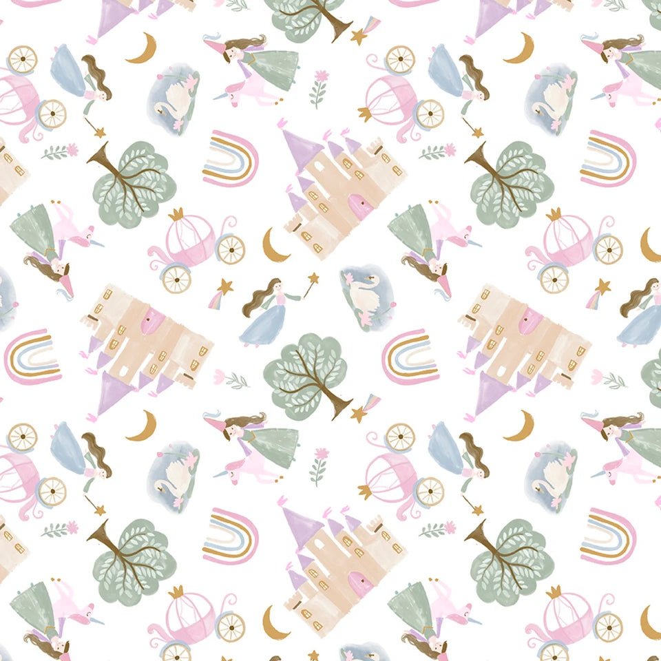 Enchanting Fairy Tale Magic White Cotton Flannel 44"/45" Fabric Per Yard