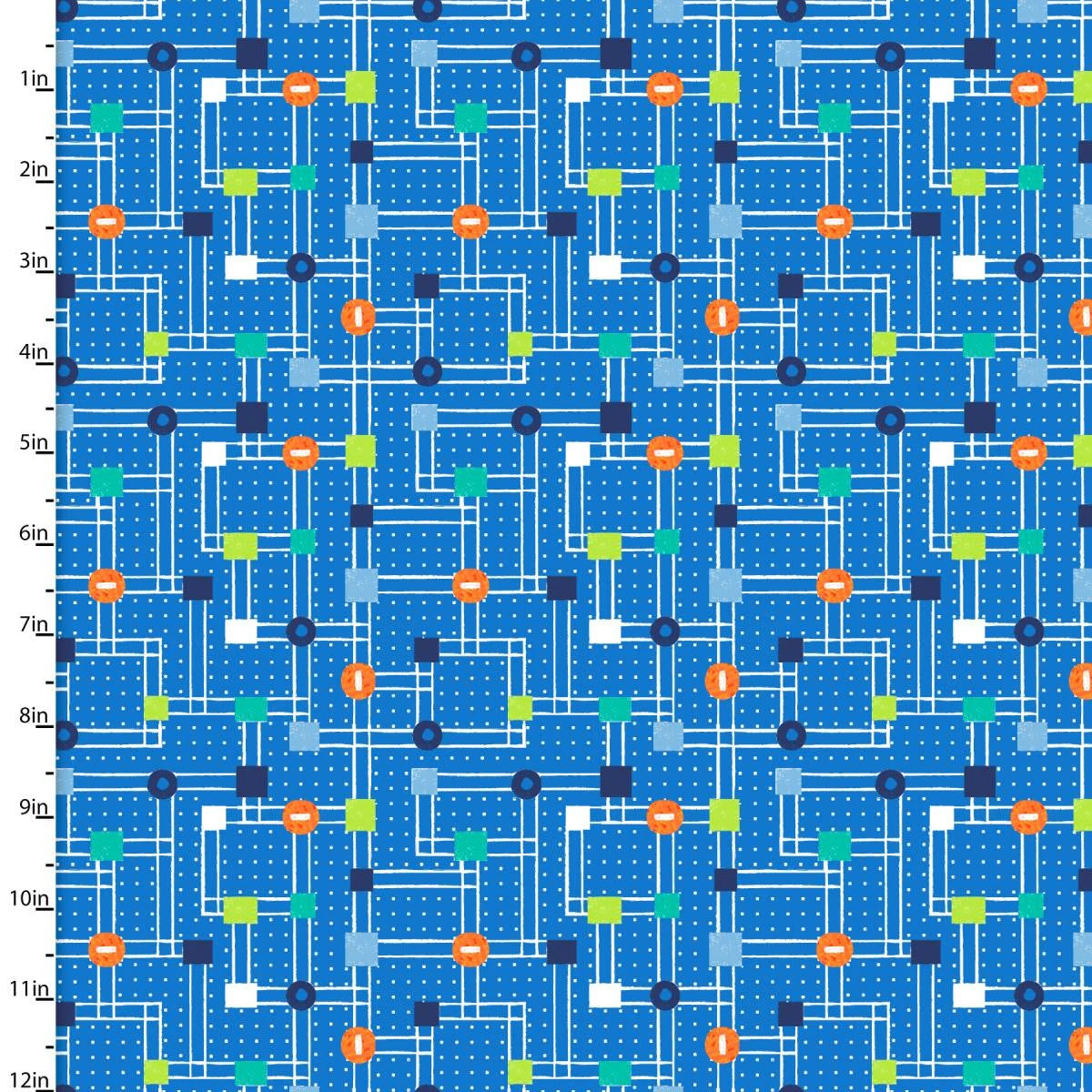 Dump, Dig & Rumble Blue 43"/44" Flannel Fabric Per Yard