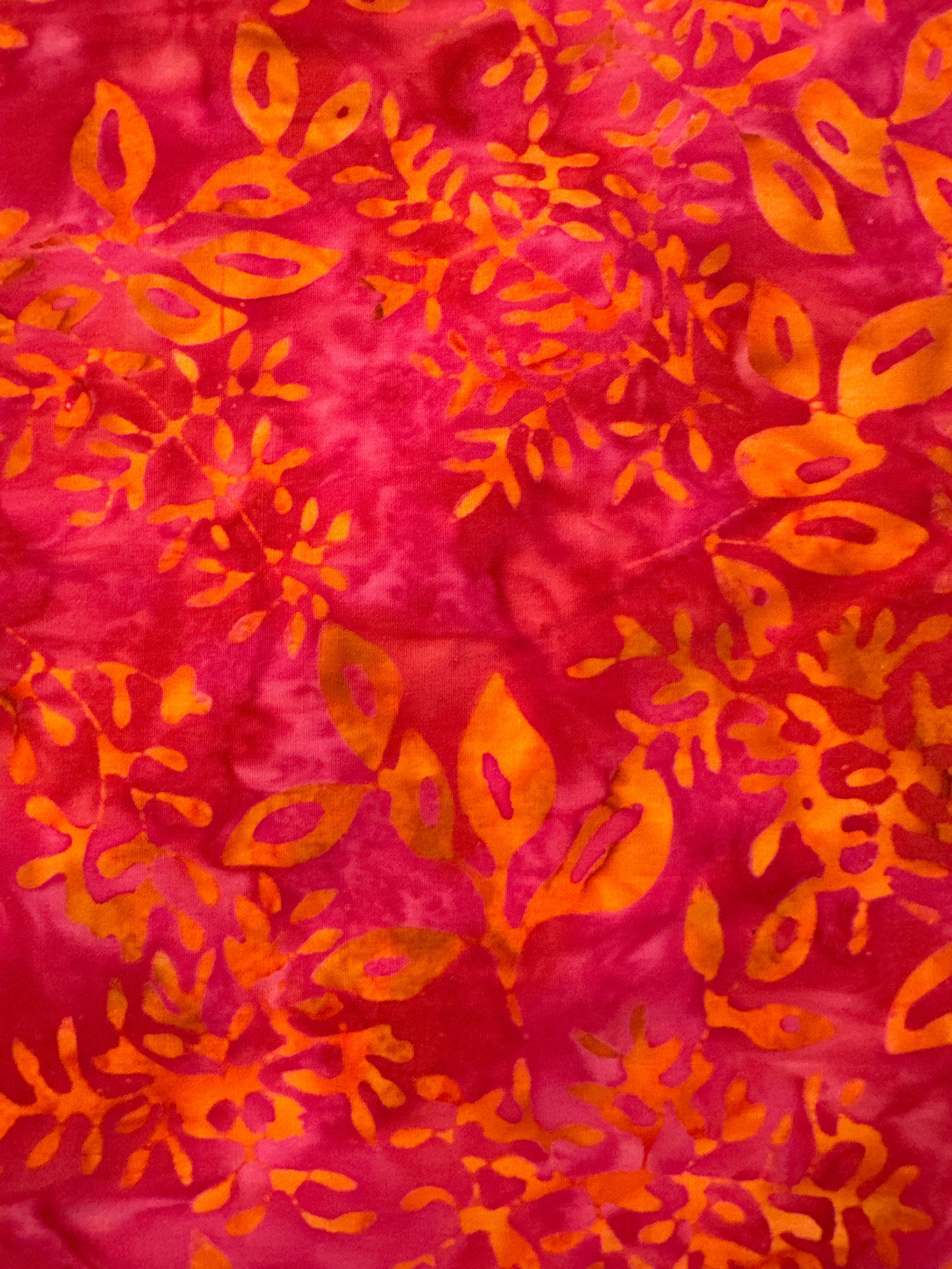 Chroma Batiks Orange Branches on Cherry batik quilting fabric by Moda