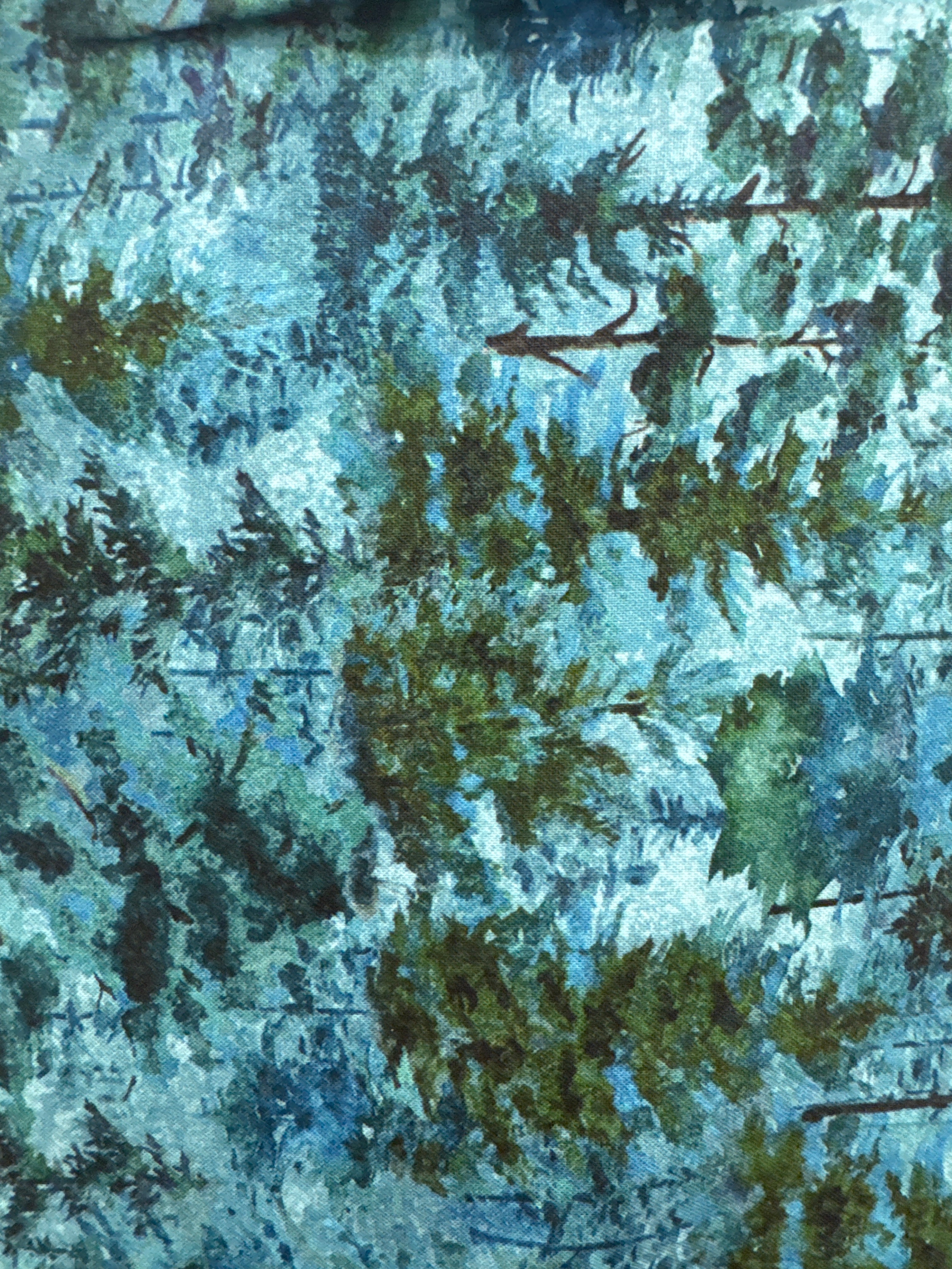 Stonehenge Migration Medium Teal Multi Trees quilting fabric by Northcott