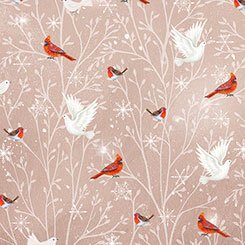 Quilting Treasures Woodland Dream 26477-A cardinals and doves taupe