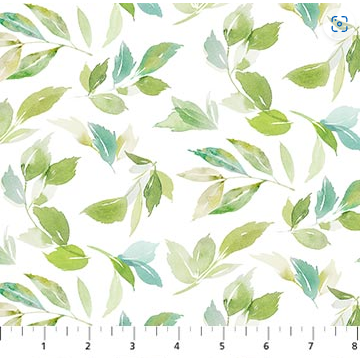 Northcott Sweet Surrender leaf toss white green