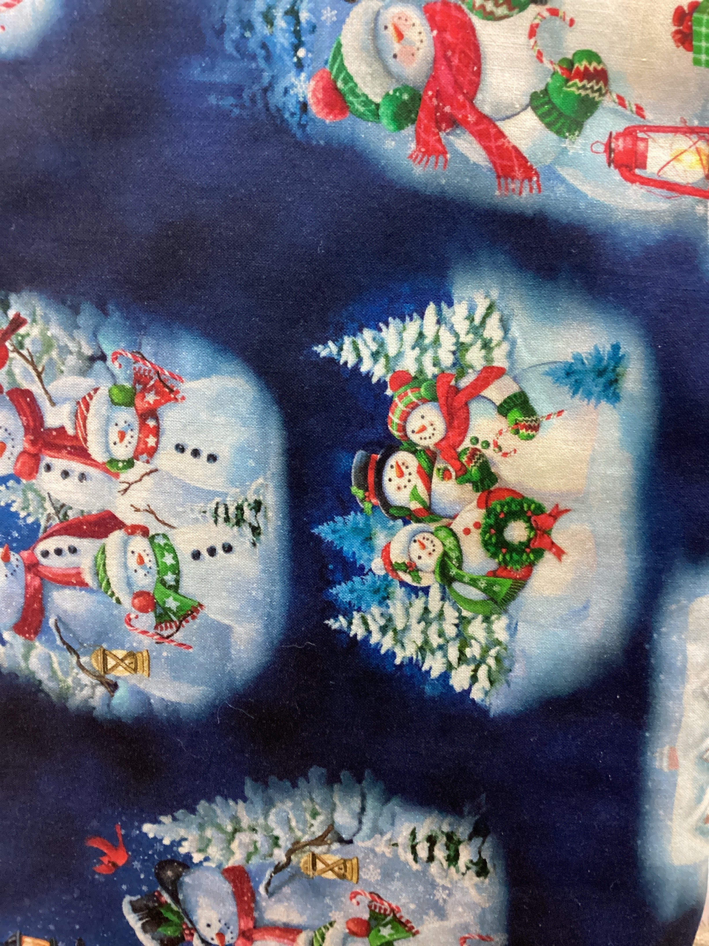 Quilting Treasures Snowman Holiday Blue quilting fabric