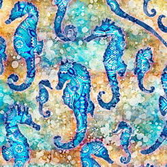 Quilting Treasures Oceana Seahorse quilting fabric