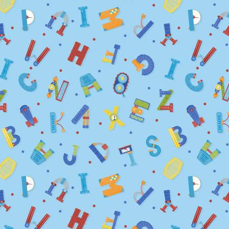 Wilmington Alphabet Sky Blue quilting fabric