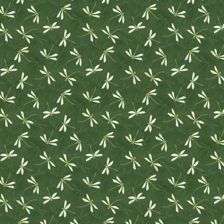 Wilmington Lakefront green dragonfly toss quilting cotton fabric