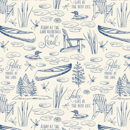 Wilmington Lakefront cream toile quilting cotton fabric