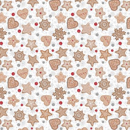 Wilmington Baking up Joy white cookie toss Christmas quilting cotton fabric