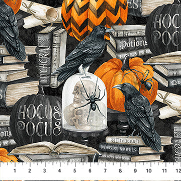 Northcott Spellbound Feature quilting cotton in Black Multi