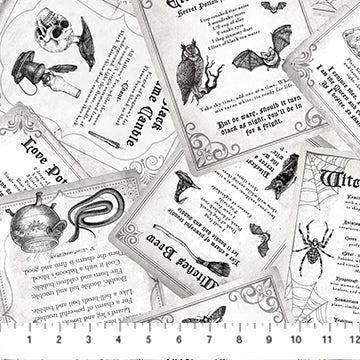 Northcott Spellbound Spells quilting cotton in White