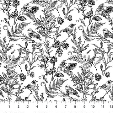 White/Black 28526-10 Nature's Sketchbook Cotton 44"/45" Fabric Per Yard