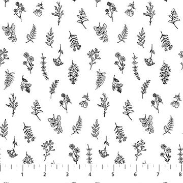 White/Black 28532-10 Nature's Sketchbook Cotton 44"/45" Fabric Per Yard