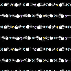 Quilting Treasures Cat In The Box fish bones novelty quilting cotton fabric