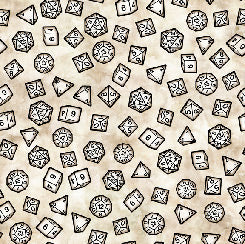 Quilting Treasures Dragon Quest wizard dice novelty cotton