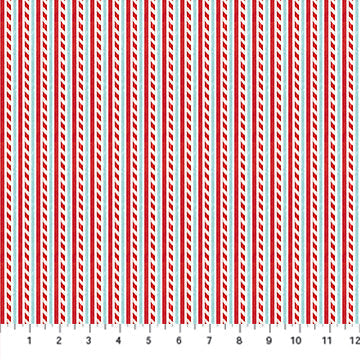 Holly Jolly Candycane Stripe White Multi quilting fabric by Northcott