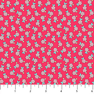 Red Multi Floral Spot Quilting in Bloom 44"/45" Fabric Per Yard