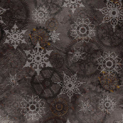 Quilting Treasures Steampunk Christmas dark grey gears quilting cotton fabric