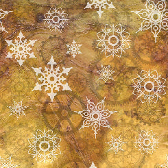 Quilting Treasures Steampunk Christmas gold gears quilting cotton fabric