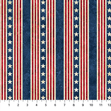 Stars And Stripes 14 Multi Stripe Beige Cotton 43"/44" Fabric Per Yard