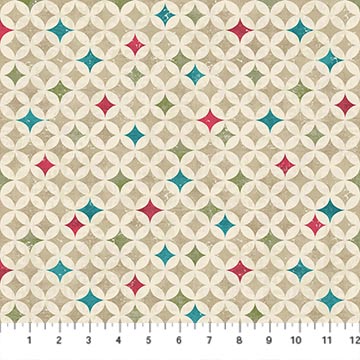 Boho Bliss Multicolor Grid Beige Multi Cotton 43"/44" Fabric Per Yard
