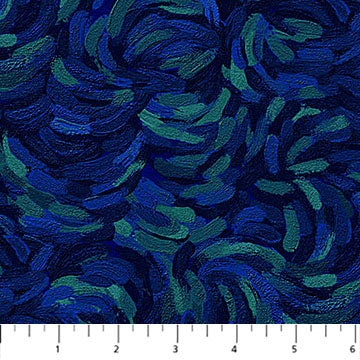 Brushstroke Dark Blue Multi Starry Night 44"/45" Cotton Fabric Per Yard