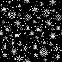 QT Fabrics Snowman Follies snowflake toss quilting cotton fabric in Black