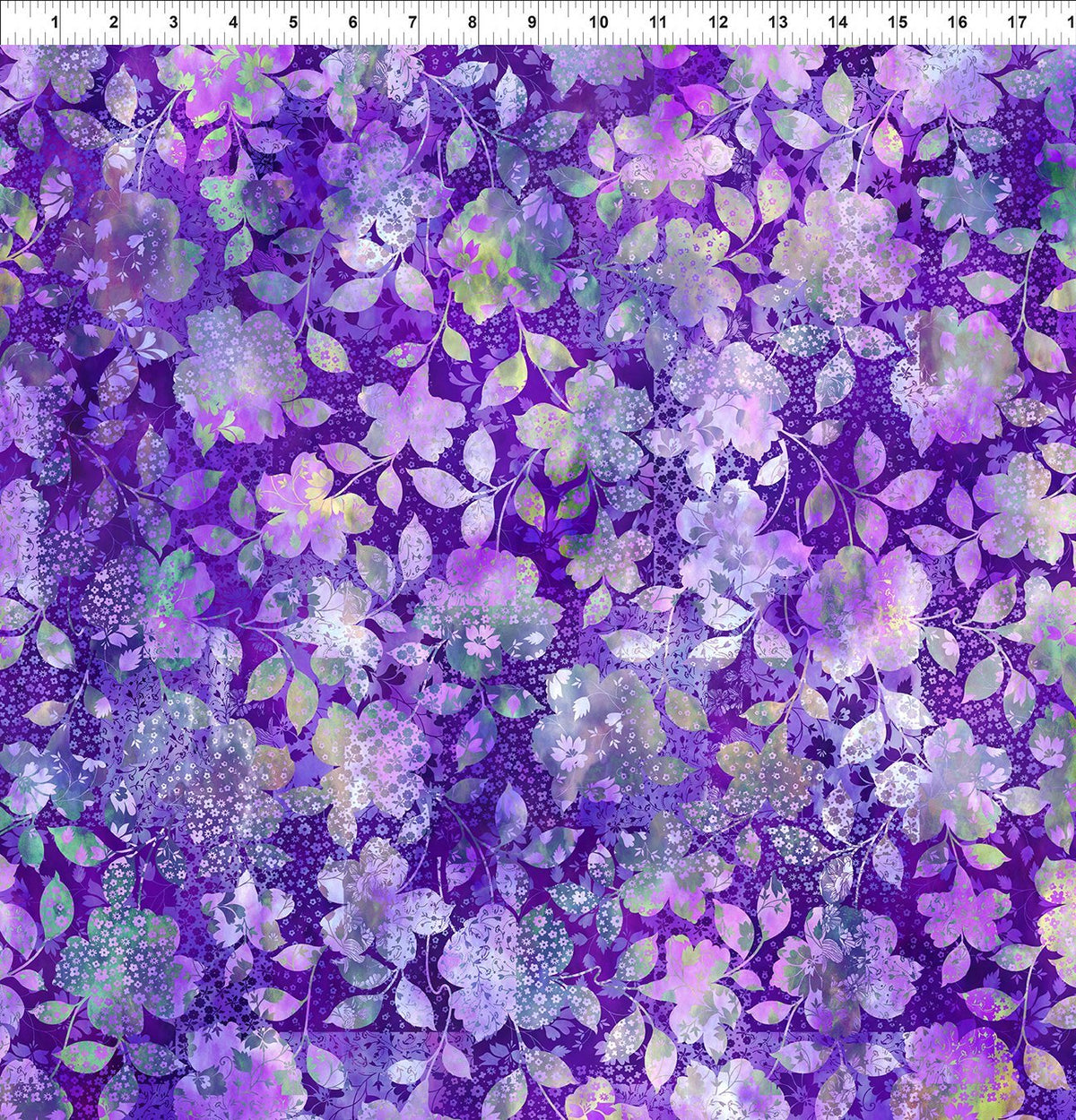 In The Beginning Fabrics Fabric Allure Patchwork Floral Purple Cotton 44"/45" Fabric Per Yard